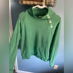 J. Crew Factory Green Turtleneck Sweater with Buttons